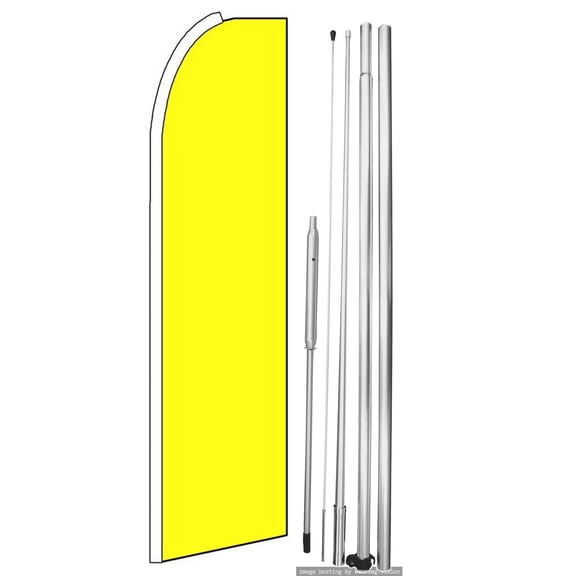 OnPoint Wares| Solid Yellow Swooper Flag | Advertising Flag/Business Flags | 11.5ft x 3.5ft | With Complete 15ft Hybrid Pole Set