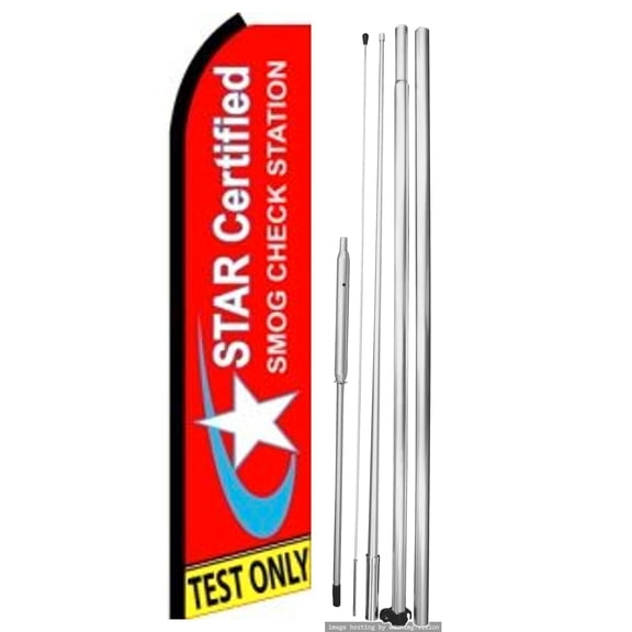 OnPoint Wares| Star Certified Test Only Swooper Flag | Advertising Flag/Business Flags | 11.5ft x 3.5ft | With Complete 15ft Hybrid Pole Set