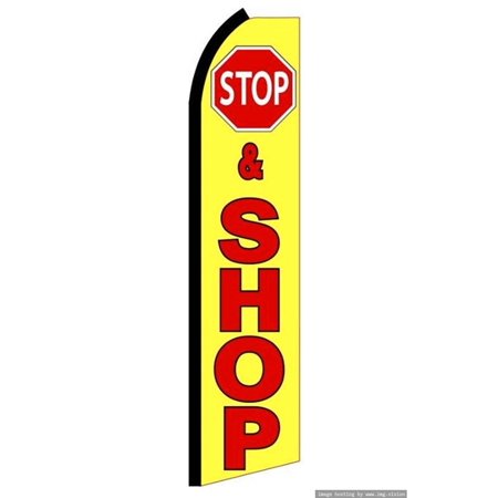 OnPoint Wares| Stop & Shop Swooper Flag | Advertising Flag/Business Flags | 11.5ft x 3.5ft