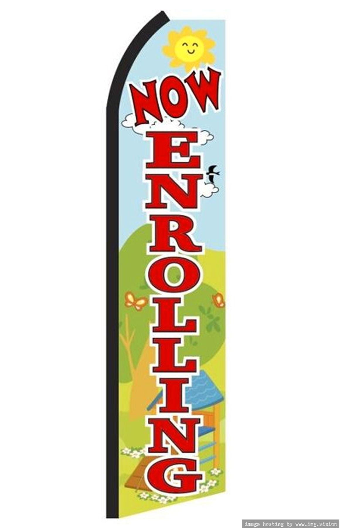OnPoint Wares Super Now Enrolling Advertising Flag | 11.5ft x 3.5ft ...