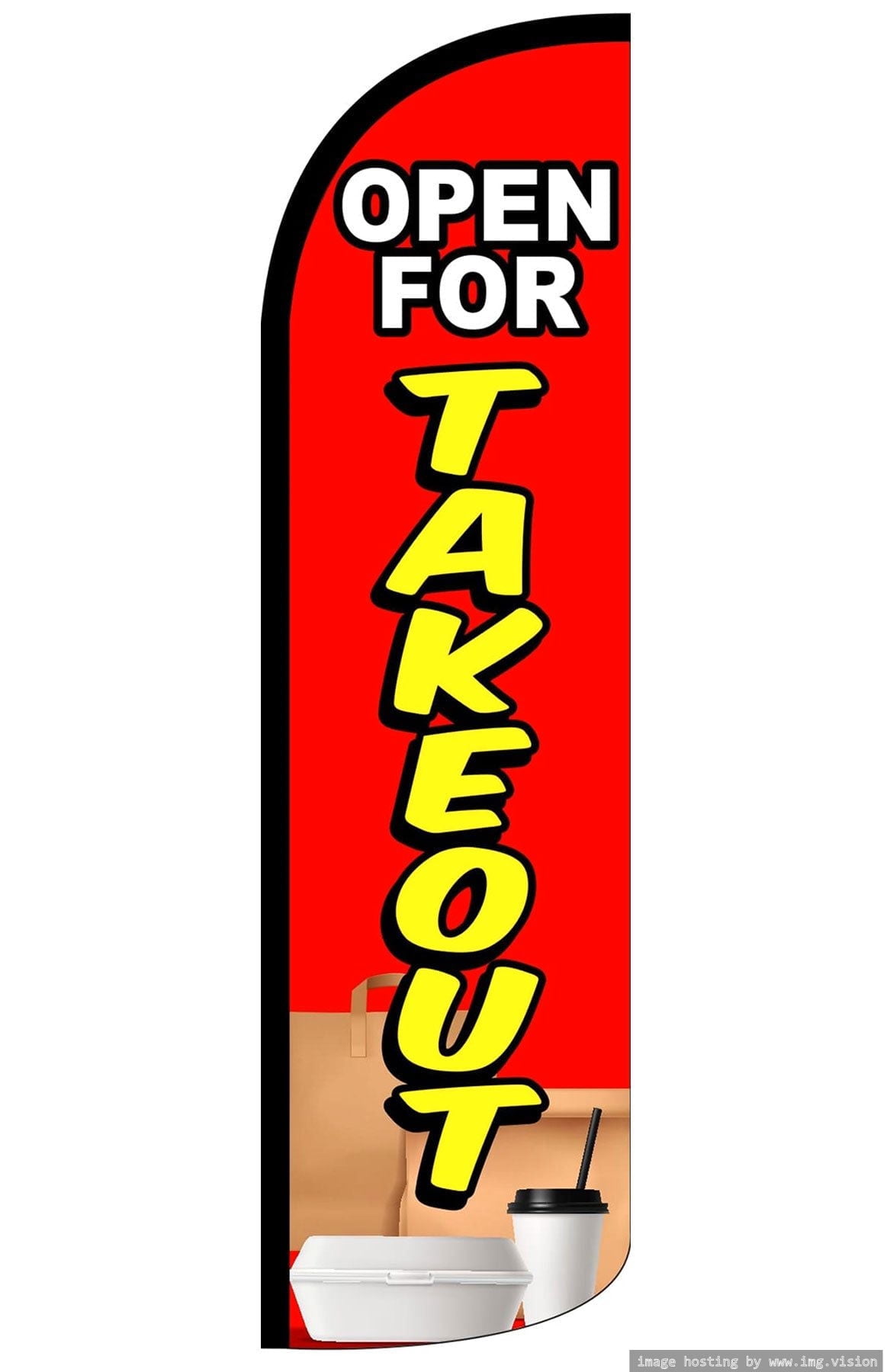 OnPoint Wares Super Open For Takeout Advertising Flag | 11.5ft x 3.5ft ...