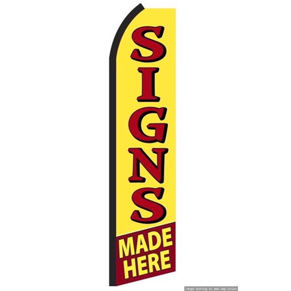 OnPoint Wares Super SIGNS MADE HERE Advertising Flag | 11.5ft x 3.5ft