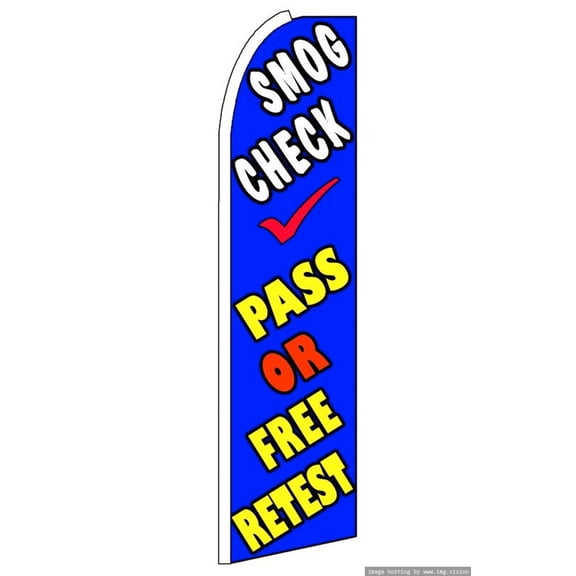 OnPoint Wares Super Smog Check Pass Or Free Retest Advertising Flag | 11.5ft x 3.5ft