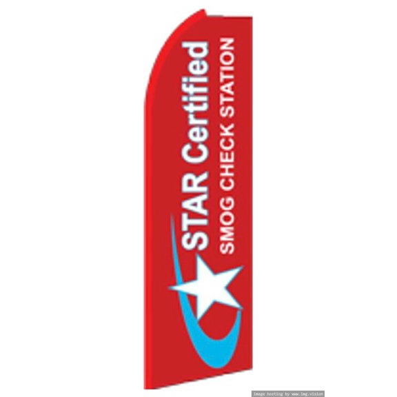 OnPoint Wares Super Smog Check Star Certified Advertising Flag | 11.5ft x 3.5ft