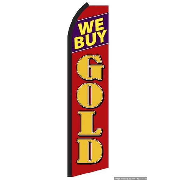 OnPoint Wares Super We Buy Gold Advertising Flag | 11.5ft x 3.5ft