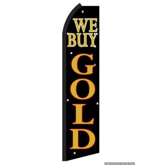 OnPoint Wares Super We Buy Gold Advertising Flag | 11.5ft x 3.5ft