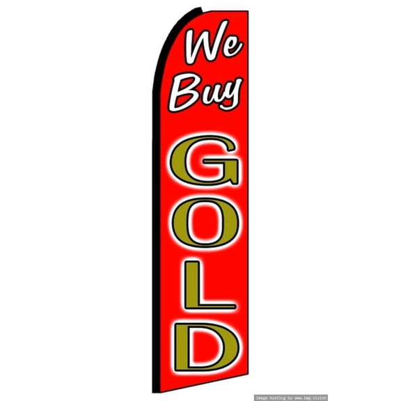 OnPoint Wares Super We Buy Gold Advertising Flag | 11.5ft x 3.5ft