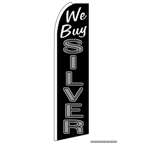 OnPoint Wares Super We Buy Silver Advertising Flag | 11.5ft x 3.5ft