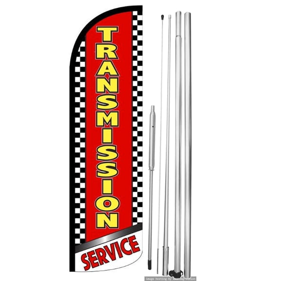 OnPoint Wares | TRANSMISSION SERVICE Windless Flag |Advertisement /Business Flags | Feather Flag | With Complete 15ft Hybrid Pole Set