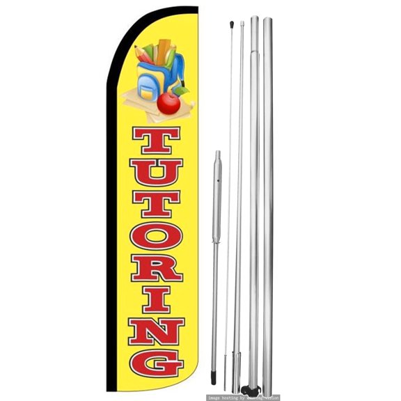 OnPoint Wares | TUTORING Windless Flag |Advertisement /Business Flags | Feather Flag | With Complete 15ft Hybrid Pole Set