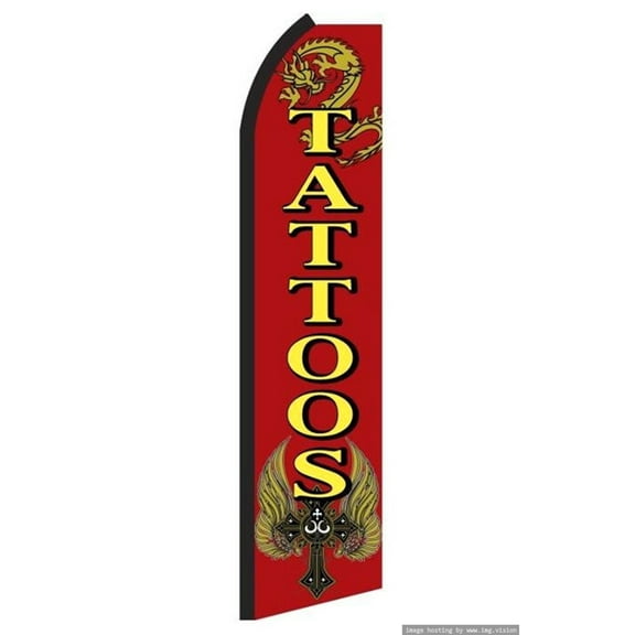OnPoint Wares| Tattoos Swooper Flag | Advertising Flag/Business Flags | 11.5ft x 3.5ft