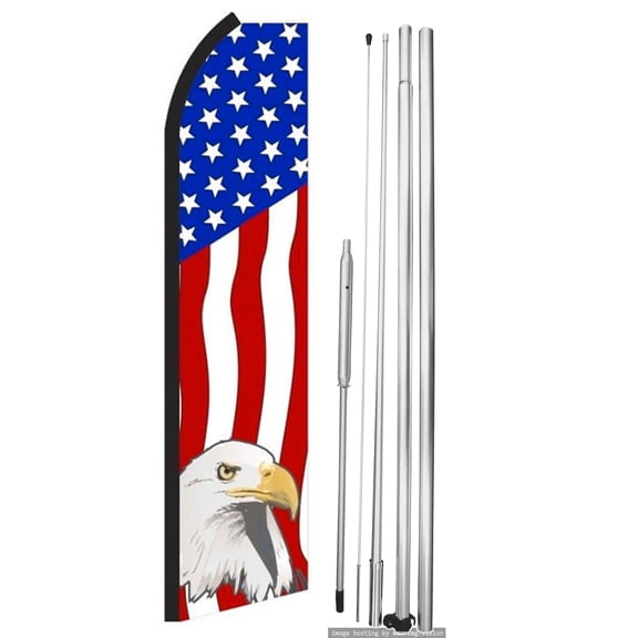 OnPoint Wares| USA Eagle Swooper Flag | Advertising Flag/Business Flags | 11.5ft x 3.5ft | With Complete 15ft Hybrid Pole Set