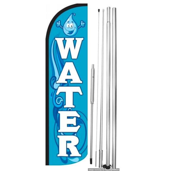OnPoint Wares | WATER Windless Flag |Advertisement /Business Flags | Feather Flag | With Complete 15ft Hybrid Pole Set
