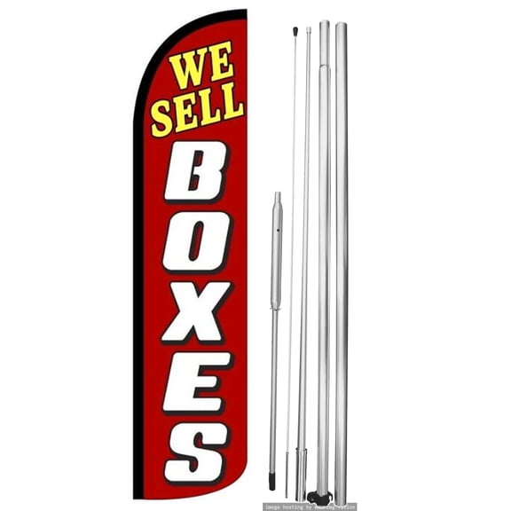 OnPoint Wares | WE SELL BOXES Windless Flag |Advertisement /Business Flags | Feather Flag | With Complete 15ft Hybrid Pole Set