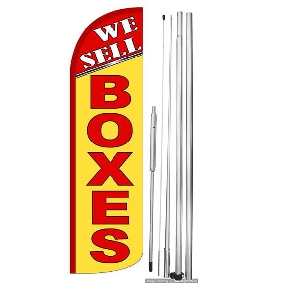 OnPoint Wares | WE SELL BOXES Windless Flag |Advertisement /Business Flags | Feather Flag | With Complete 15ft Hybrid Pole Set