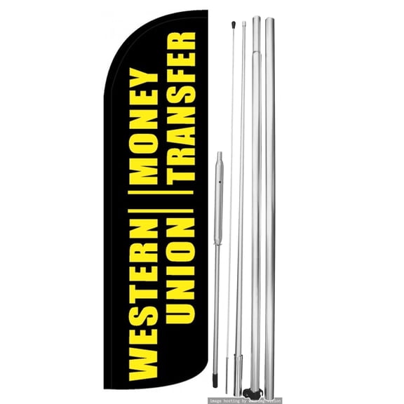OnPoint Wares | WESTERN UNION Windless Flag |Advertisement /Business Flags | Feather Flag | With Complete 15ft Hybrid Pole Set