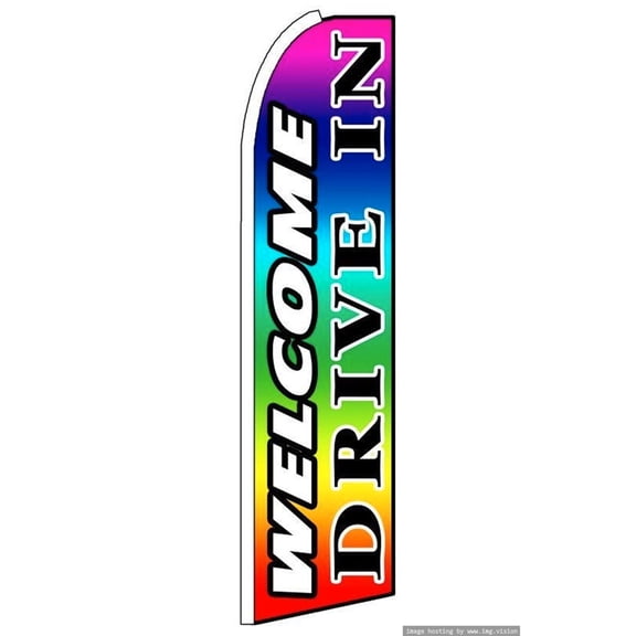 OnPoint Wares| Welcome Drive In Swooper Flag | Advertising Flag/Business Flags | 11.5ft x 3.5ft