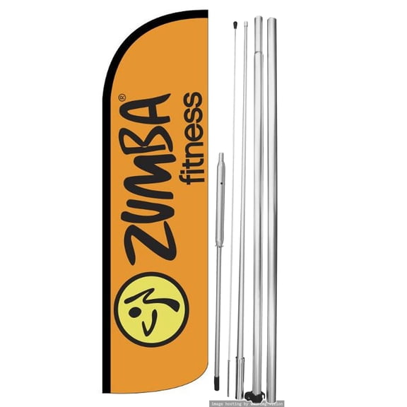 OnPoint Wares | ZUMBA Windless Flag |Advertisement /Business Flags | Feather Flag | With Complete 15ft Hybrid Pole Set