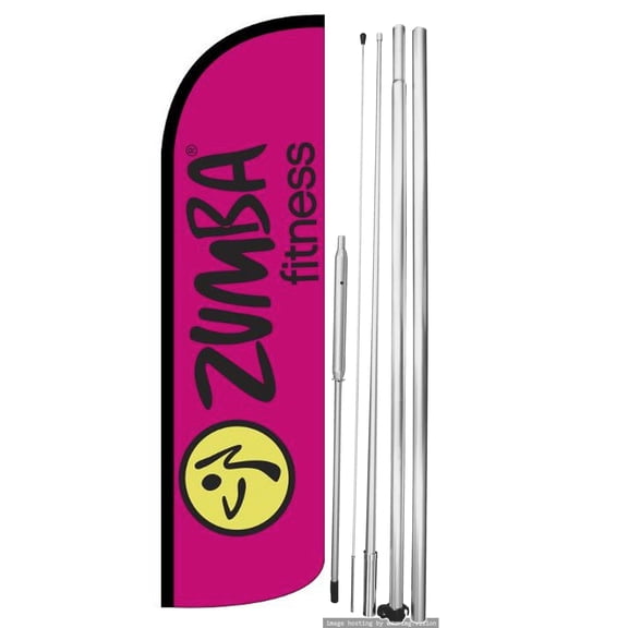 OnPoint Wares | ZUMBA Windless Flag |Advertisement /Business Flags | Feather Flag | With Complete 15ft Hybrid Pole Set