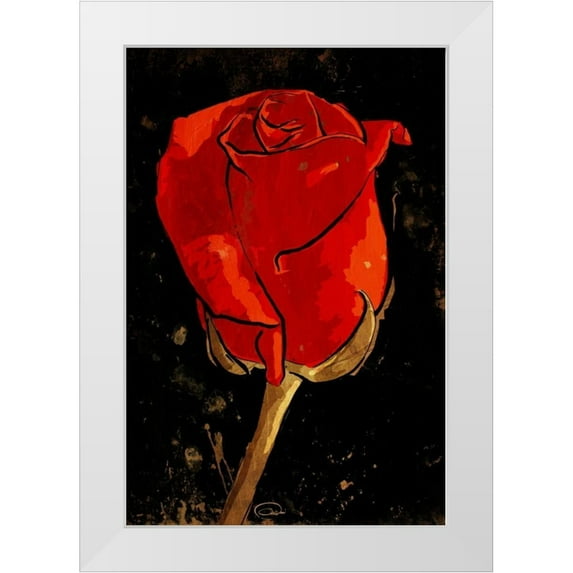 OnRei 11x14 White Modern Wood Framed Museum Art Print Titled - Golden Rose