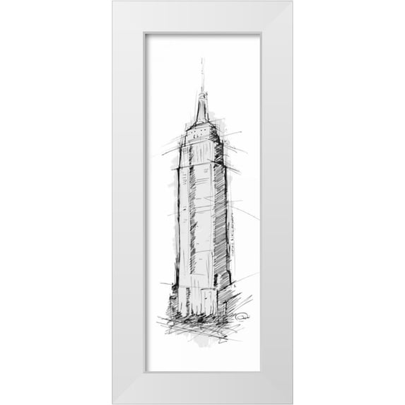 OnRei 11x24 White Modern Wood Framed Museum Art Print Titled - Empire