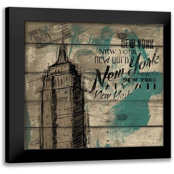 OnRei 12x12 Black Modern Framed Museum Art Print Titled - BIG APPLE