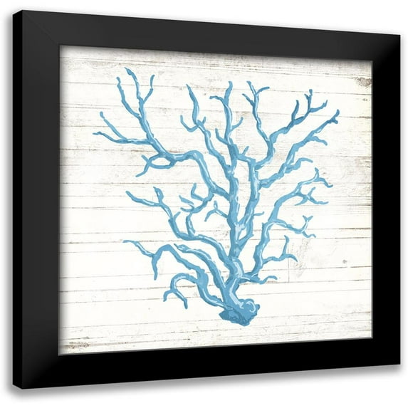 OnRei 12x12 Black Modern Framed Museum Art Print Titled - Coral On Wood