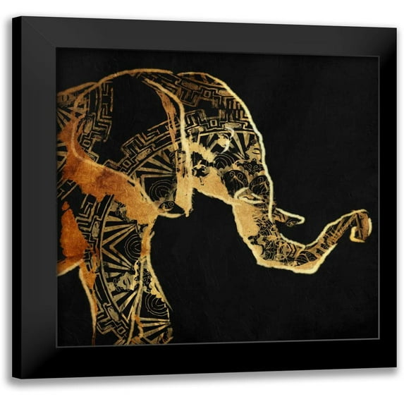 OnRei 12x12 Black Modern Framed Museum Art Print Titled - Patterned Elephant