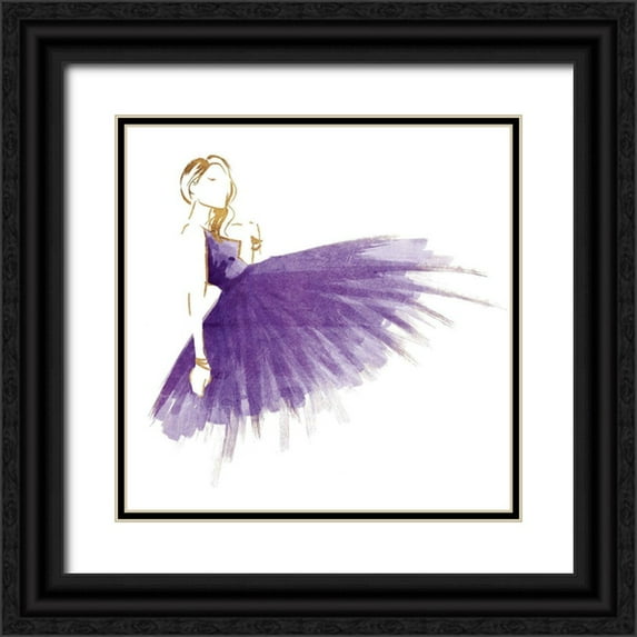 OnRei 12x12 Black Ornate Wood Framed with Double Matting Museum Art Print Titled - Purple Gold Attitude Mate