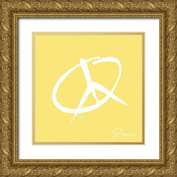 OnRei 12x12 Gold Ornate Wood Framed with Double Matting Museum Art Print Titled - SEEK PEACE