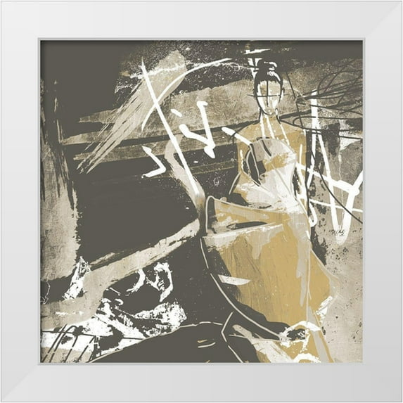 OnRei 12x12 White Modern Wood Framed Museum Art Print Titled - Beige Abstract Dress