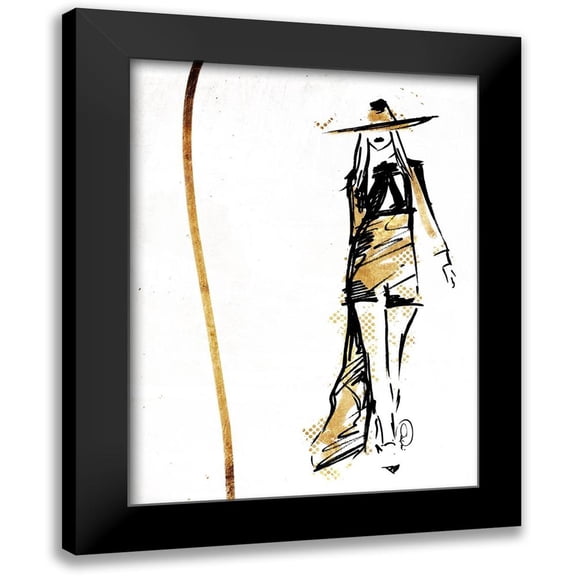 OnRei 12x14 Black Modern Framed Museum Art Print Titled - Golden Runway