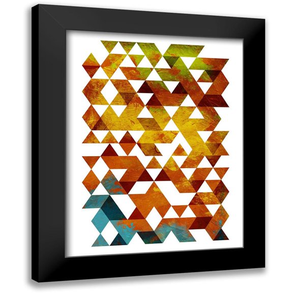 OnRei 12x14 Black Modern Framed Museum Art Print Titled - Lava Triangles