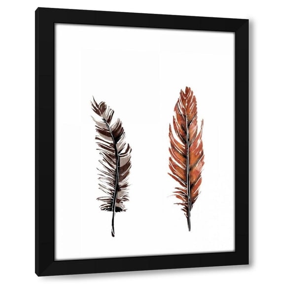 OnRei 12x14 Black Modern Wood Framed Wall Art Titled - Traditional Sketched Feathers