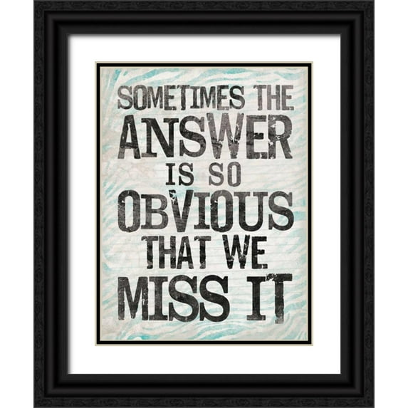 OnRei 12x14 Black Ornate Wood Framed with Double Matting Museum Art Print Titled - Answer1