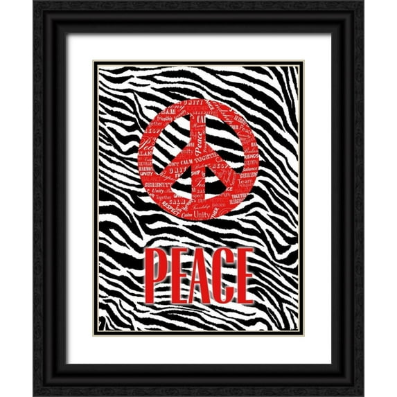 OnRei 12x14 Black Ornate Wood Framed with Double Matting Museum Art Print Titled - JUNGLE PEACE