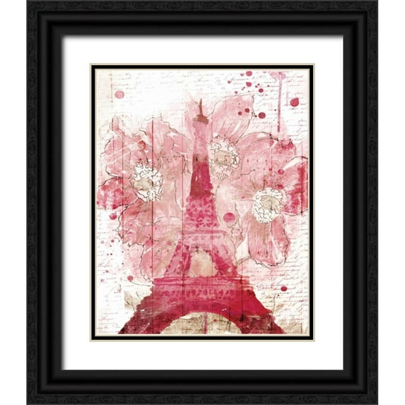 OnRei 12x14 Black Ornate Wood Framed with Double Matting Museum Art Print Titled - Paris Bloom