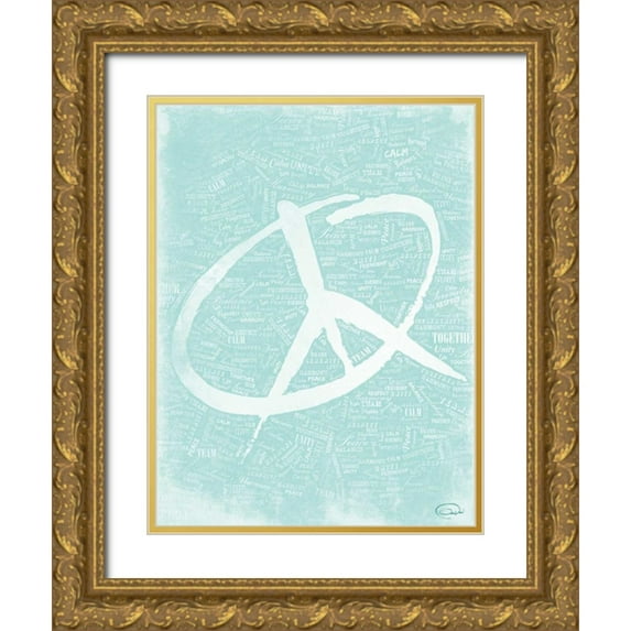 OnRei 12x14 Gold Ornate Wood Framed with Double Matting Museum Art Print Titled - PEACE E