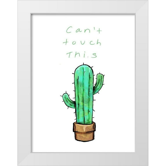 OnRei 12x14 White Modern Wood Framed Museum Art Print Titled - Cant Touch This Cactus