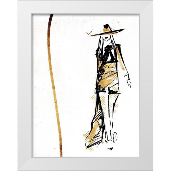 OnRei 12x14 White Modern Wood Framed Museum Art Print Titled - Golden Runway
