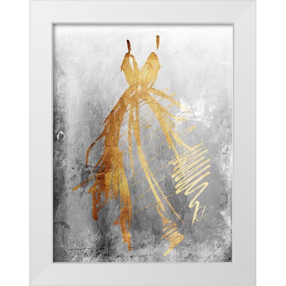 OnRei 12x14 White Modern Wood Framed Museum Art Print Titled - Runway Dress Textured