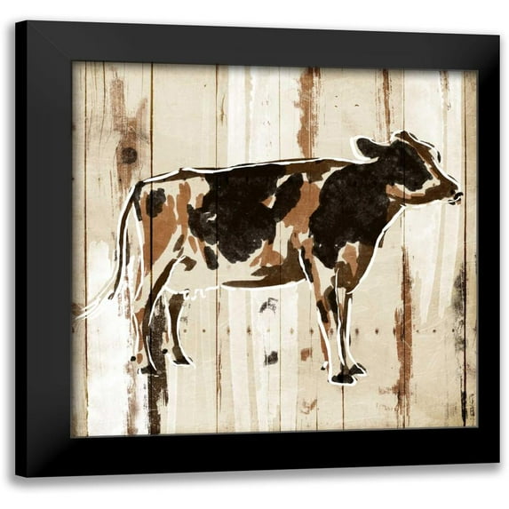 OnRei 15x15 Black Modern Framed Museum Art Print Titled - How Now Brown Cow