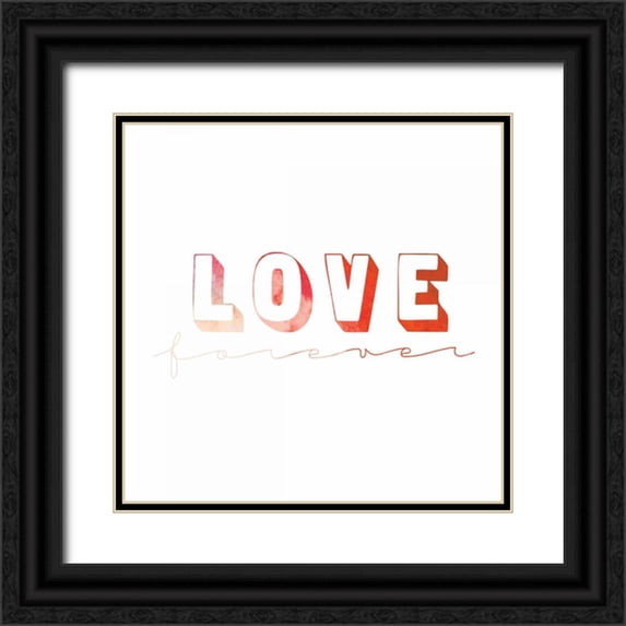 OnRei 15x15 Black Ornate Wood Framed with Double Matting Museum Art Print Titled - Love Forever II