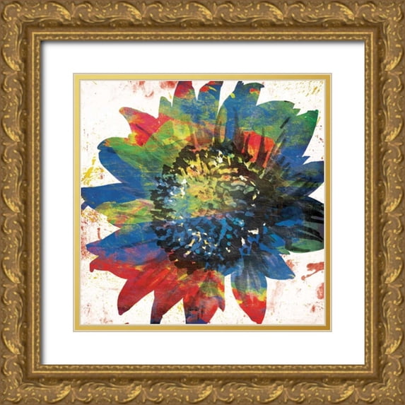 OnRei 15x15 Gold Ornate Wood Framed with Double Matting Museum Art Print Titled - Flower On The Bright Side