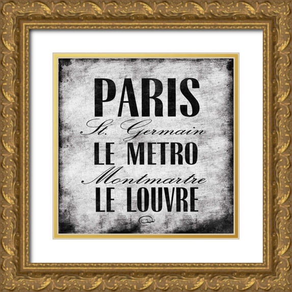 OnRei 15x15 Gold Ornate Wood Framed with Double Matting Museum Art Print Titled - Paris One