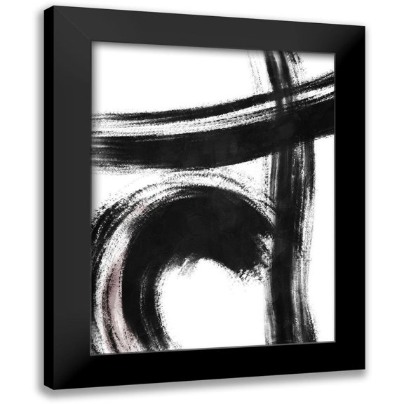 OnRei 15x18 Black Modern Framed Museum Art Print Titled - Strokes 1