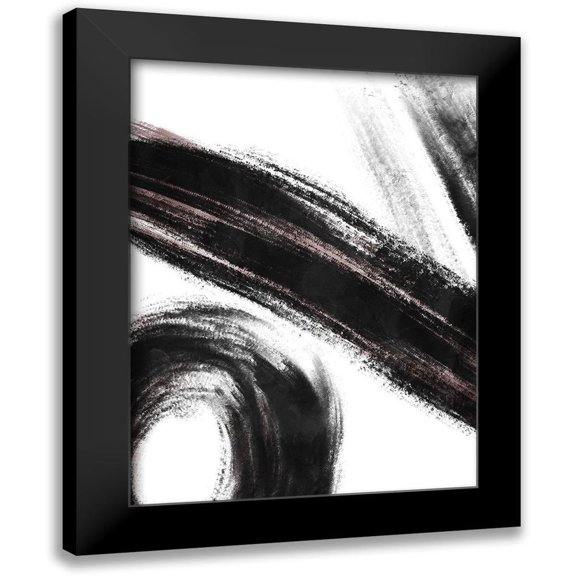 OnRei 15x18 Black Modern Framed Museum Art Print Titled - Strokes 3