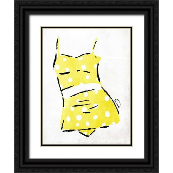 OnRei 15x18 Black Ornate Wood Framed with Double Matting Museum Art Print Titled - Vintage Swimsuit 2
