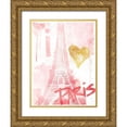 thumbnail image 1 of OnRei 15x18 Gold Ornate Wood Framed with Double Matting Museum Art Print Titled - I Love Paris Blush, 1 of 4