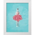 thumbnail image 1 of OnRei 15x18 White Modern Wood Framed Museum Art Print Titled - Teal Rose Ballerina Background, 1 of 4